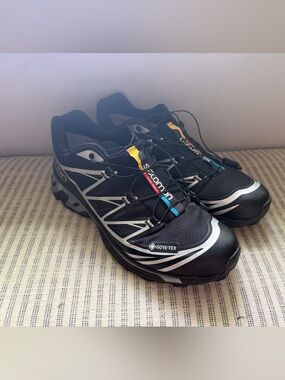 Salomon XT6 Gore-Tex Black Silver Trail Runners Mens 9.5 Womens 10.5 - Like New!